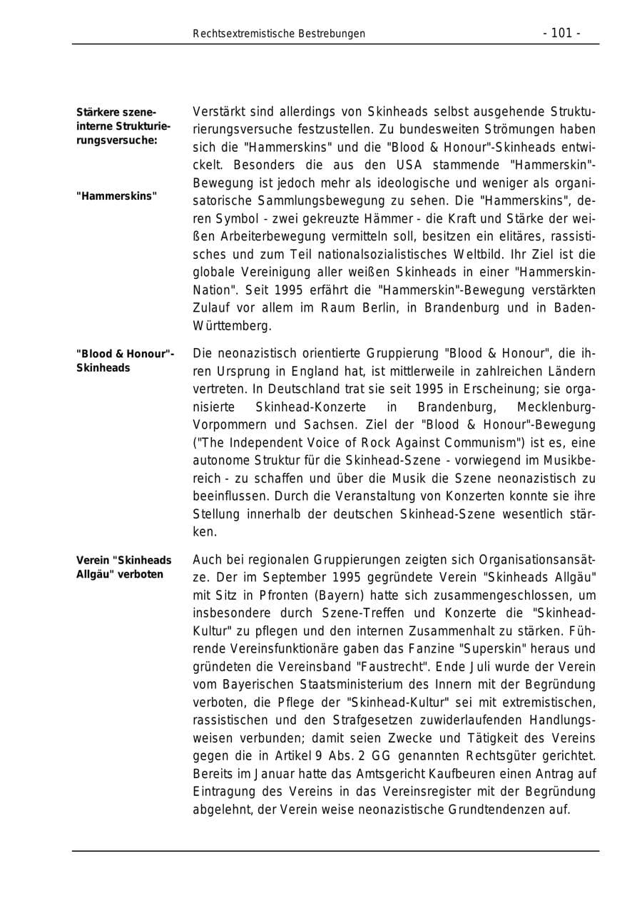 Seite 101 des Verfassungsschutzbericht 1996 Bund