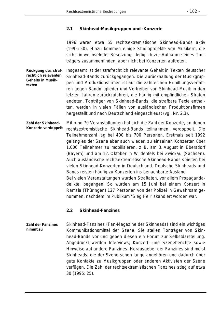 Seite 102 des Verfassungsschutzbericht 1996 Bund
