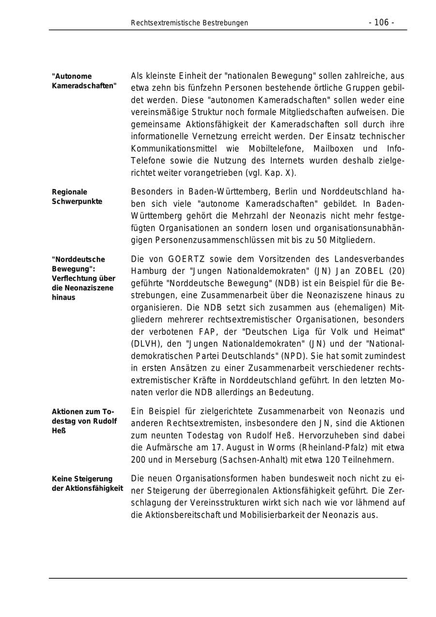 Seite 106 des Verfassungsschutzbericht 1996 Bund