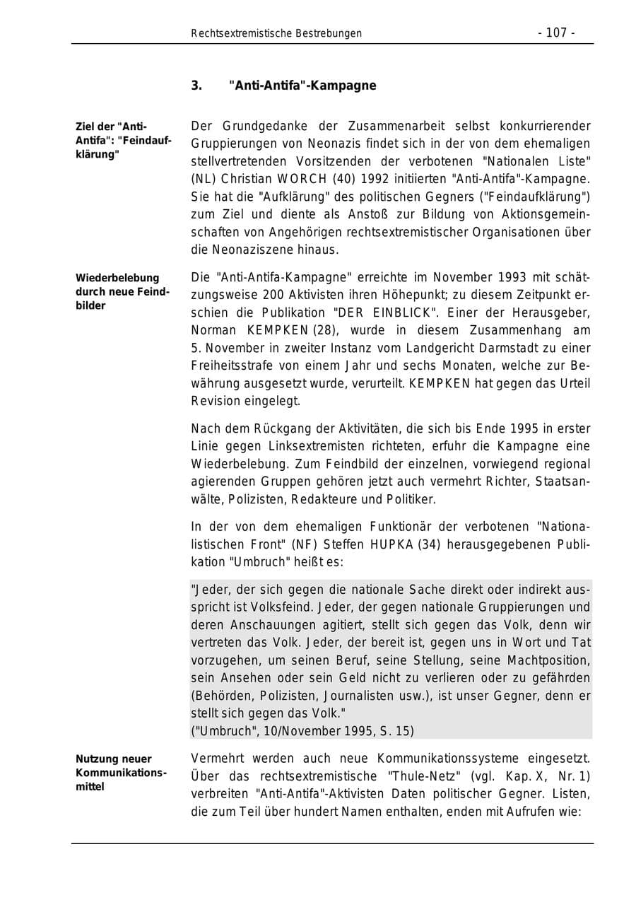 Seite 107 des Verfassungsschutzbericht 1996 Bund