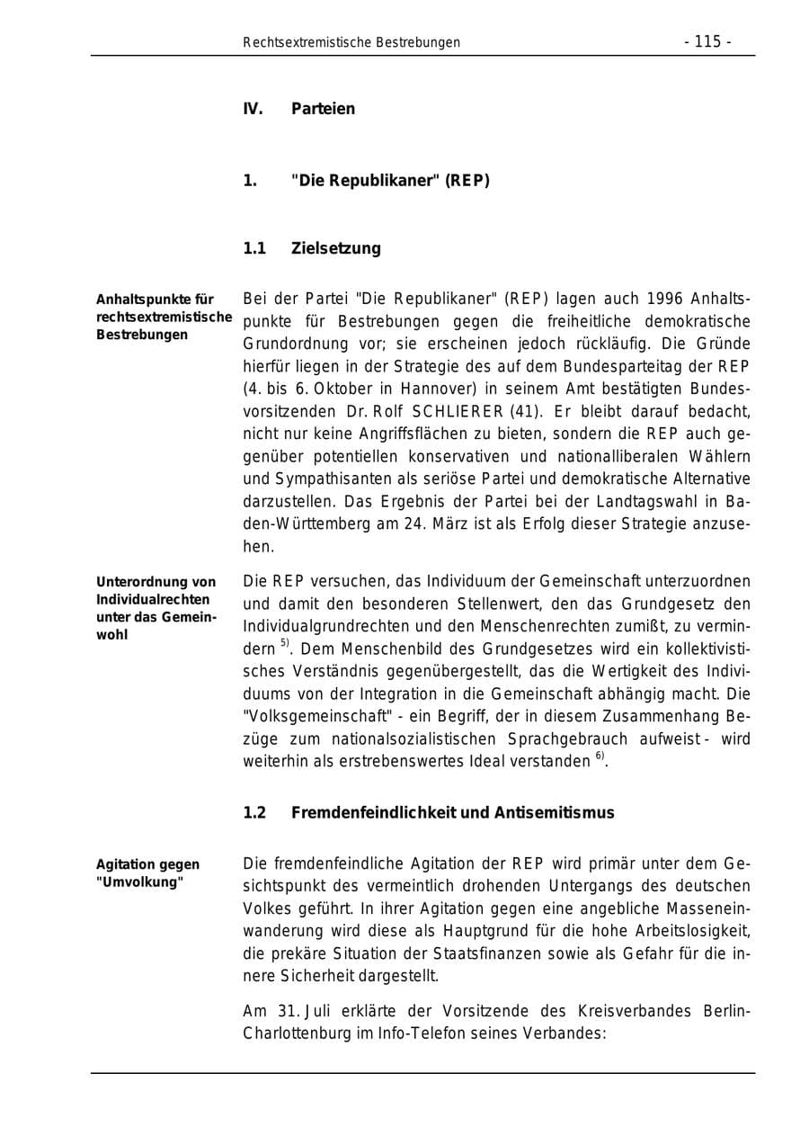 Seite 115 des Verfassungsschutzbericht 1996 Bund