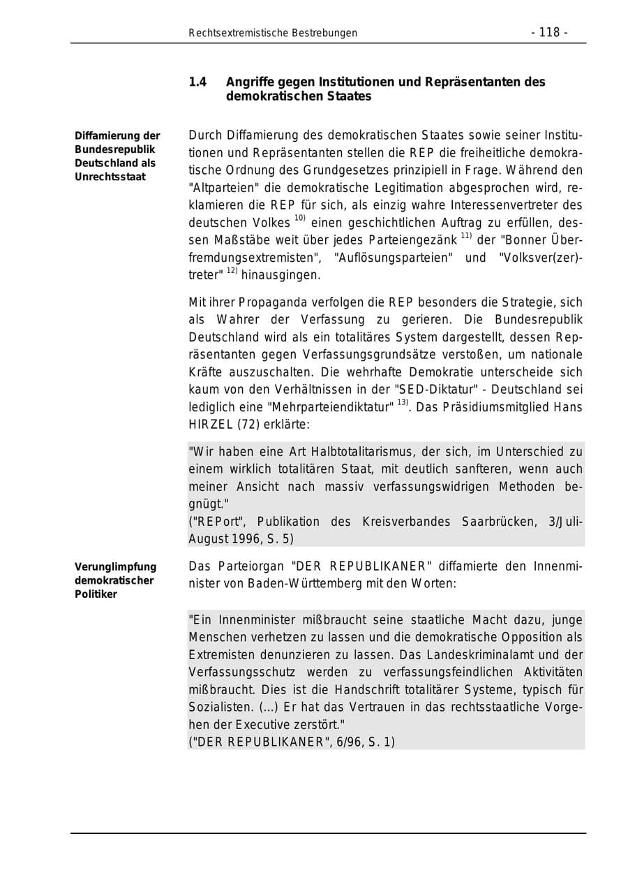 Seite 118 des Verfassungsschutzbericht 1996 Bund