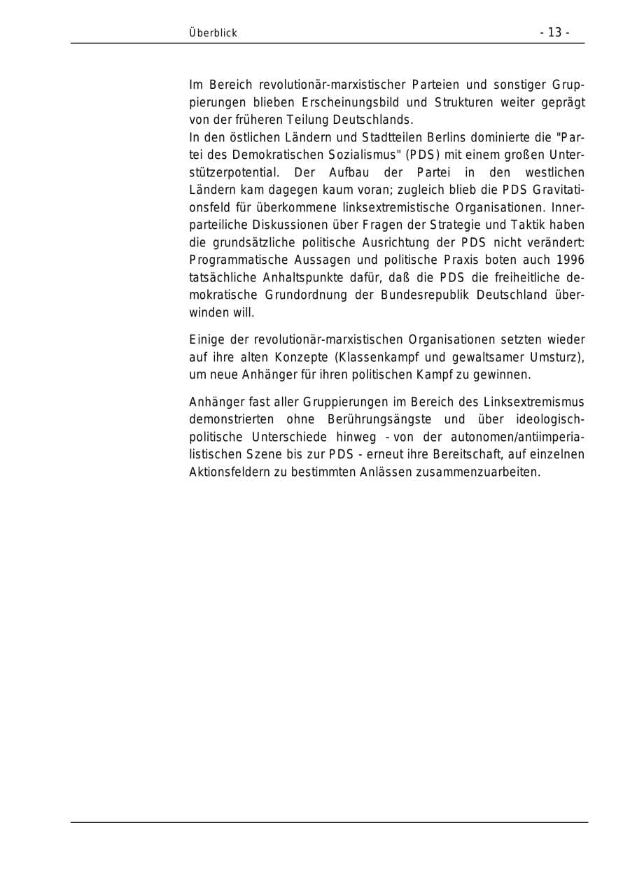 Seite 13 des Verfassungsschutzbericht 1996 Bund