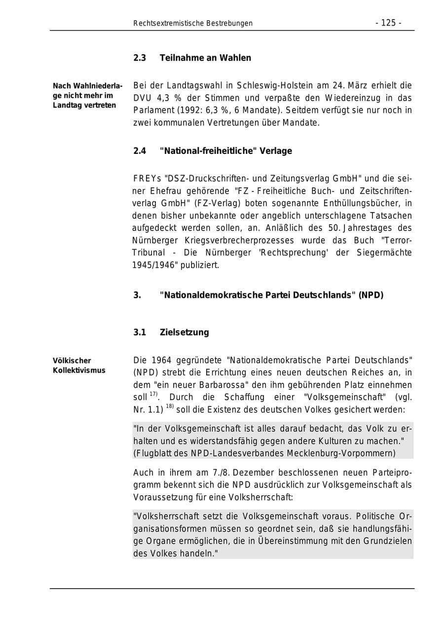 Seite 125 des Verfassungsschutzbericht 1996 Bund