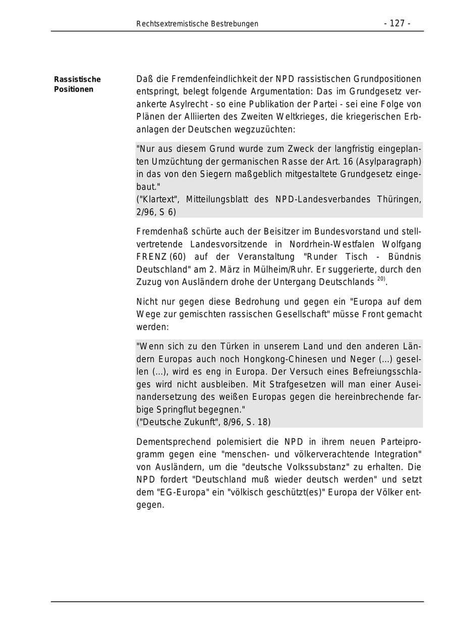 Seite 127 des Verfassungsschutzbericht 1996 Bund