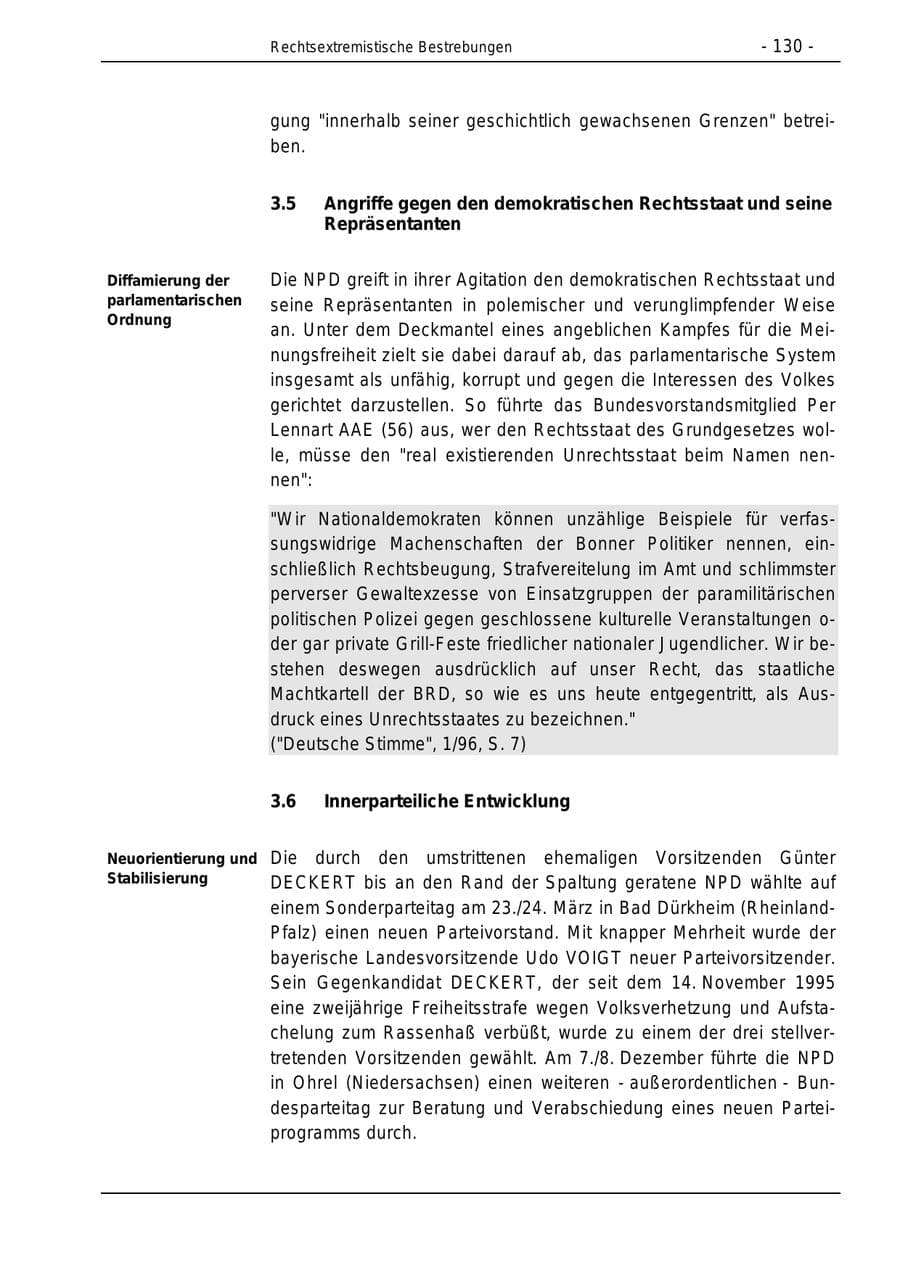 Seite 130 des Verfassungsschutzbericht 1996 Bund