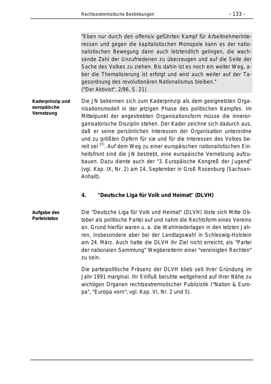 Seite 133 des Verfassungsschutzbericht 1996 Bund