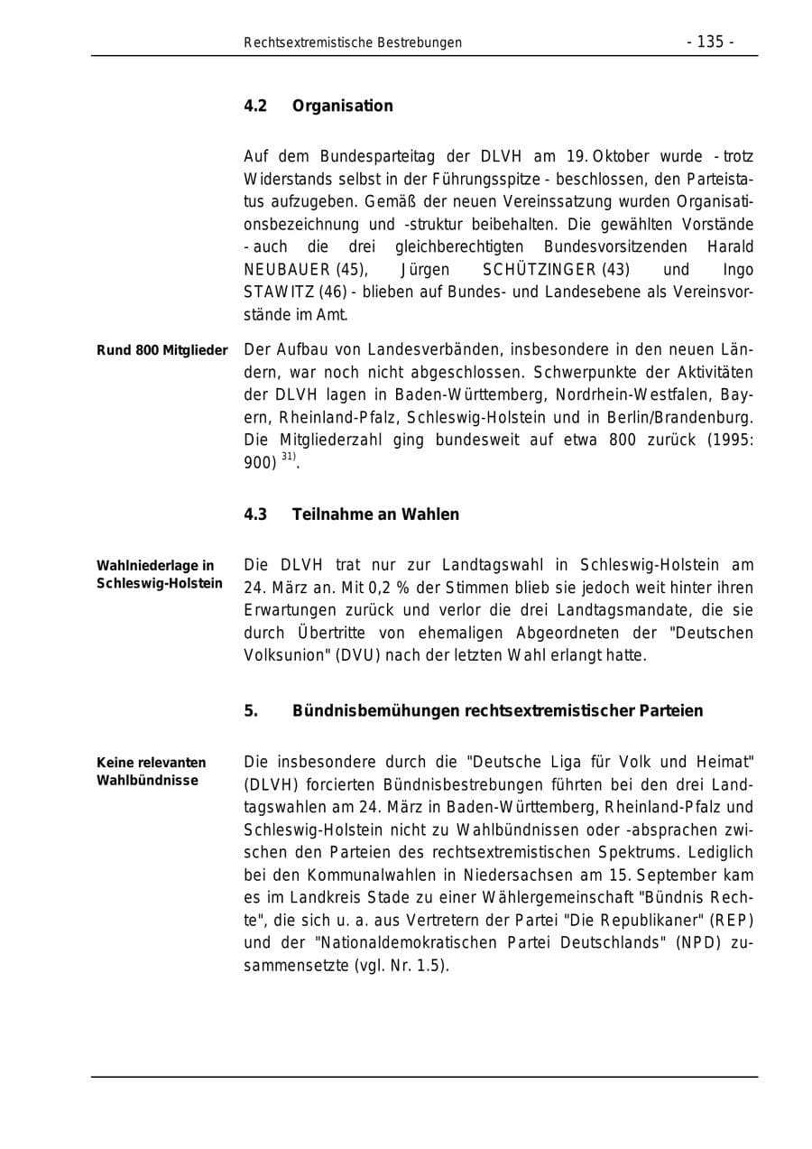 Seite 135 des Verfassungsschutzbericht 1996 Bund
