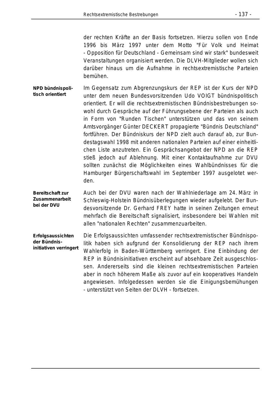 Seite 137 des Verfassungsschutzbericht 1996 Bund