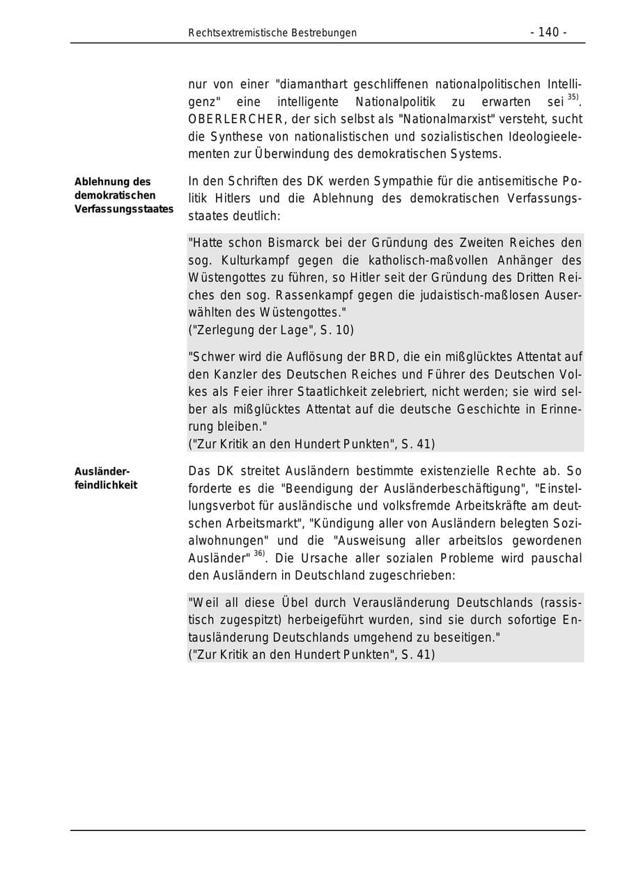 Seite 140 des Verfassungsschutzbericht 1996 Bund