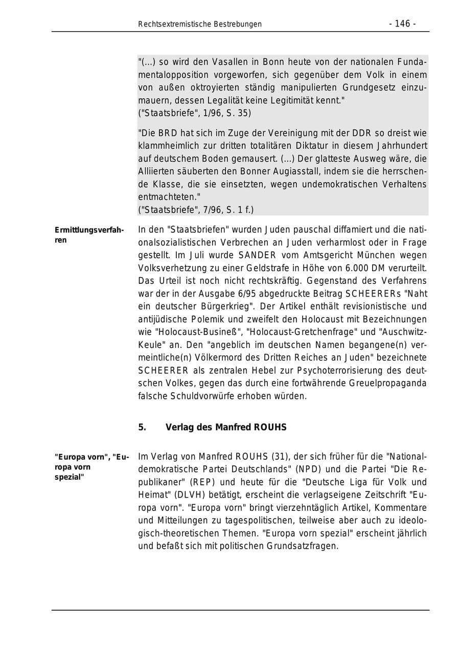 Seite 146 des Verfassungsschutzbericht 1996 Bund