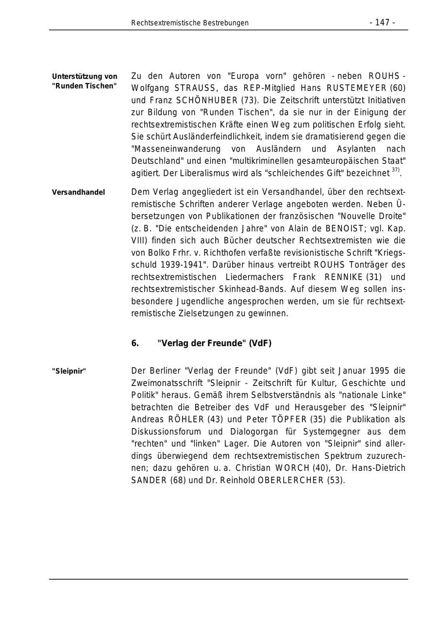 Seite 147 des Verfassungsschutzbericht 1996 Bund