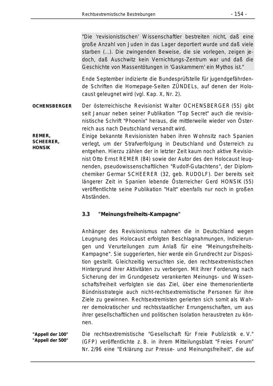 Seite 154 des Verfassungsschutzbericht 1996 Bund