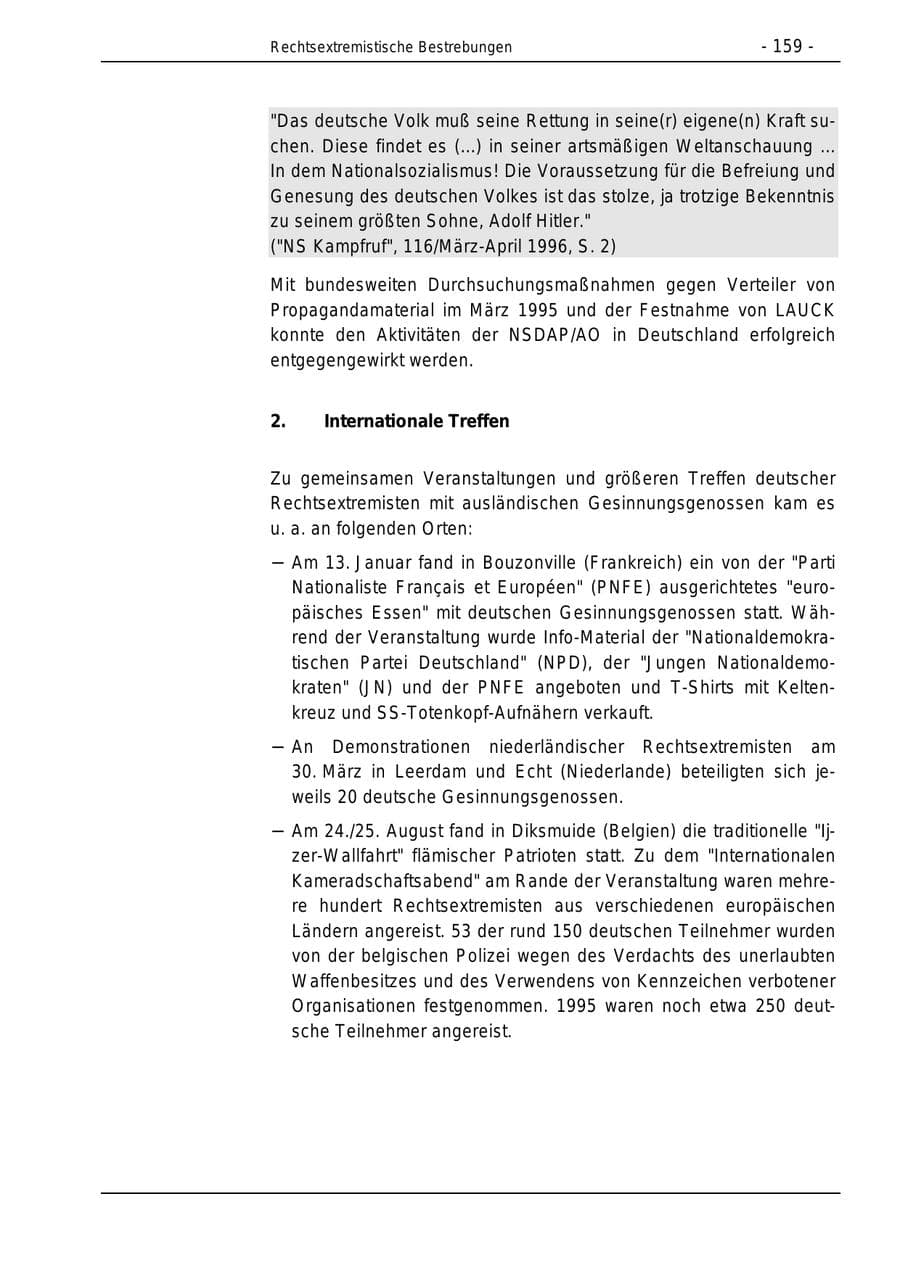 Seite 159 des Verfassungsschutzbericht 1996 Bund