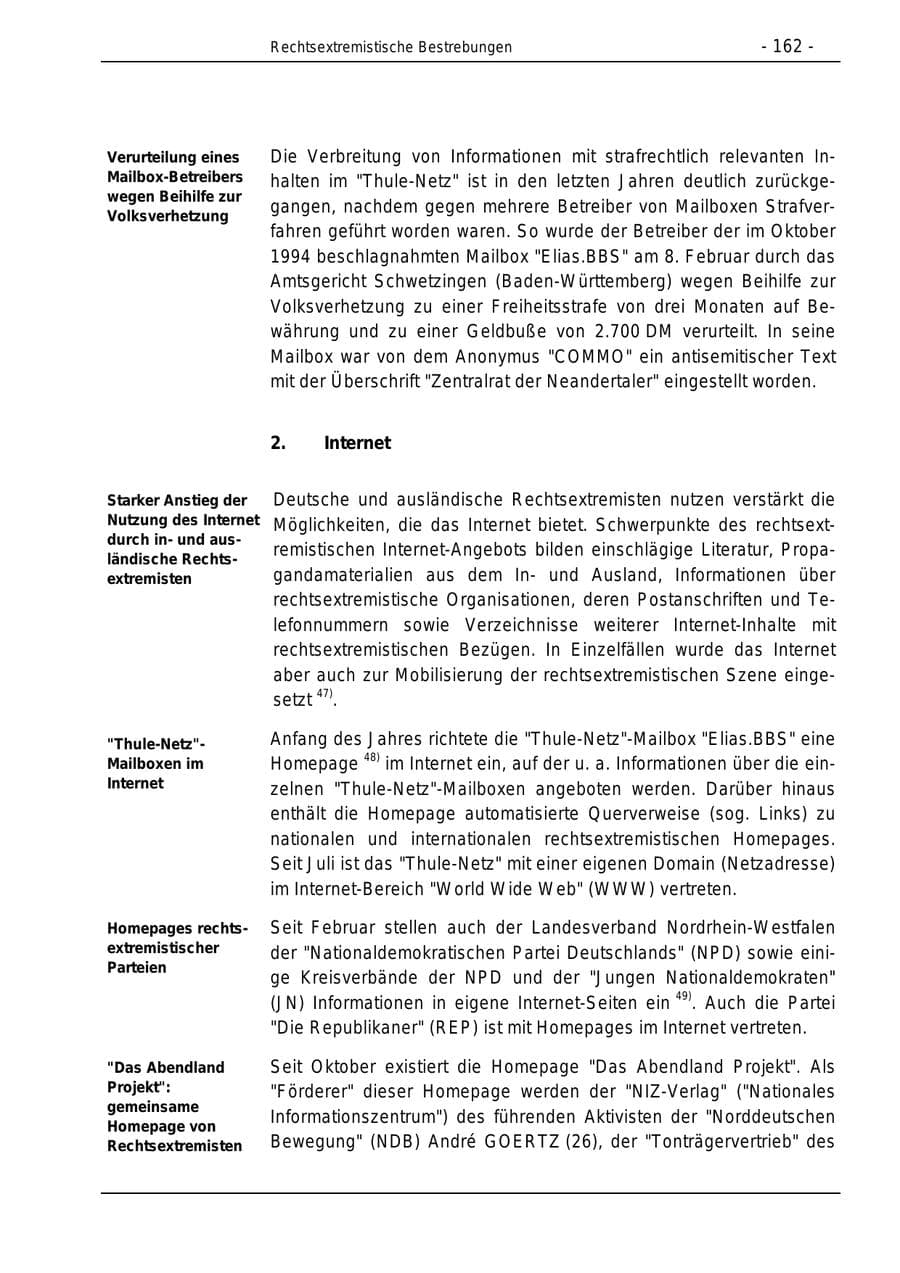 Seite 162 des Verfassungsschutzbericht 1996 Bund