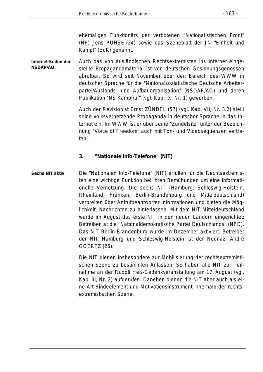 Seite 163 des Verfassungsschutzbericht 1996 Bund