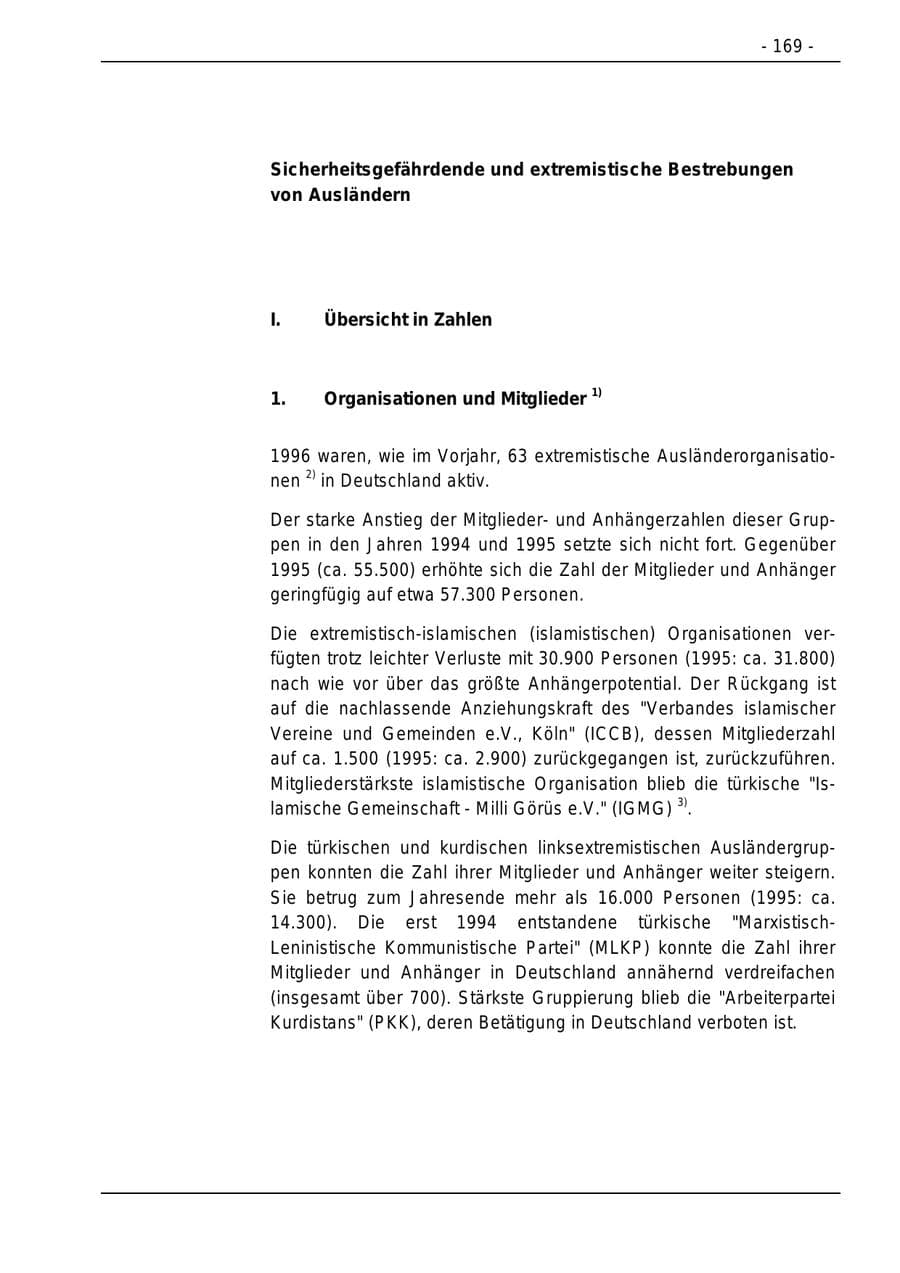 Seite 169 des Verfassungsschutzbericht 1996 Bund