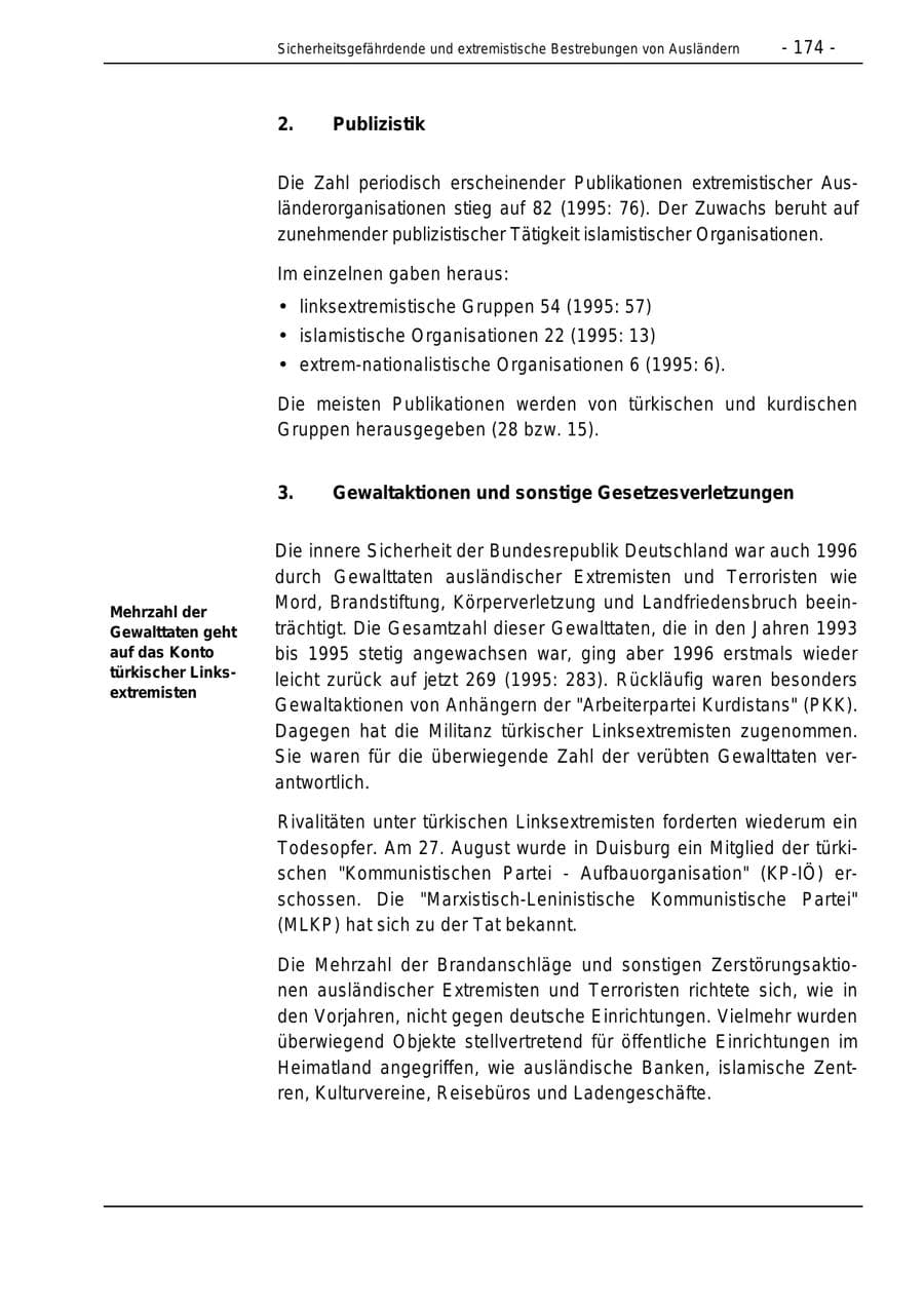 Seite 174 des Verfassungsschutzbericht 1996 Bund