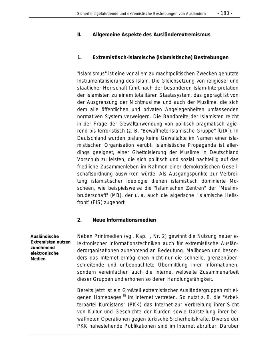 Seite 180 des Verfassungsschutzbericht 1996 Bund