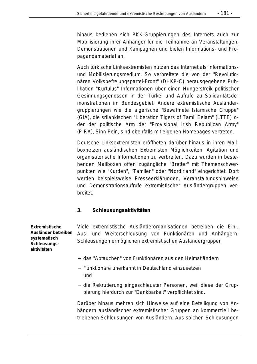 Seite 181 des Verfassungsschutzbericht 1996 Bund