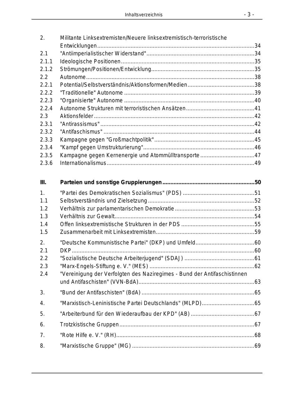 Seite 3 des Verfassungsschutzbericht 1996 Bund