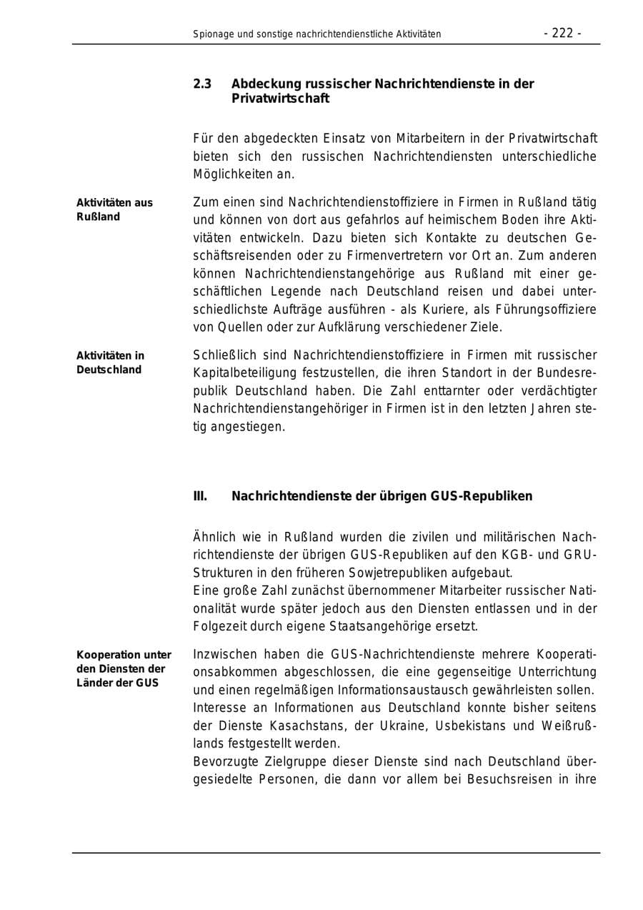 Seite 222 des Verfassungsschutzbericht 1996 Bund