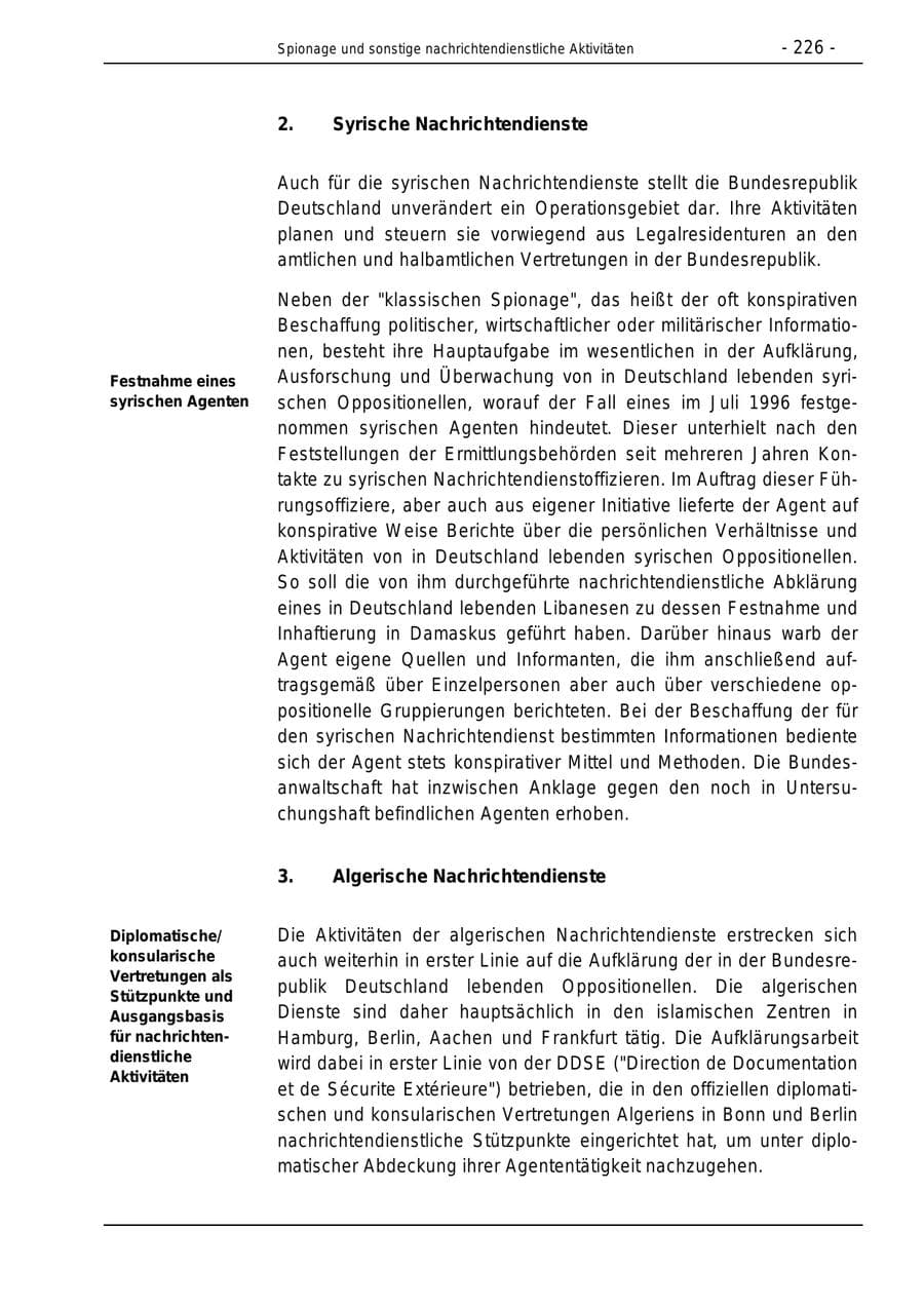 Seite 226 des Verfassungsschutzbericht 1996 Bund