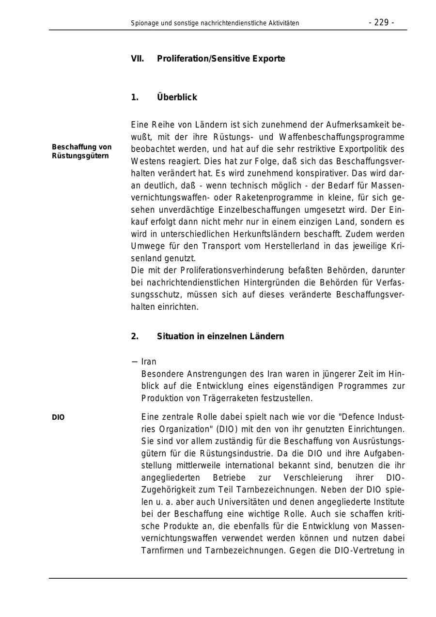 Seite 229 des Verfassungsschutzbericht 1996 Bund
