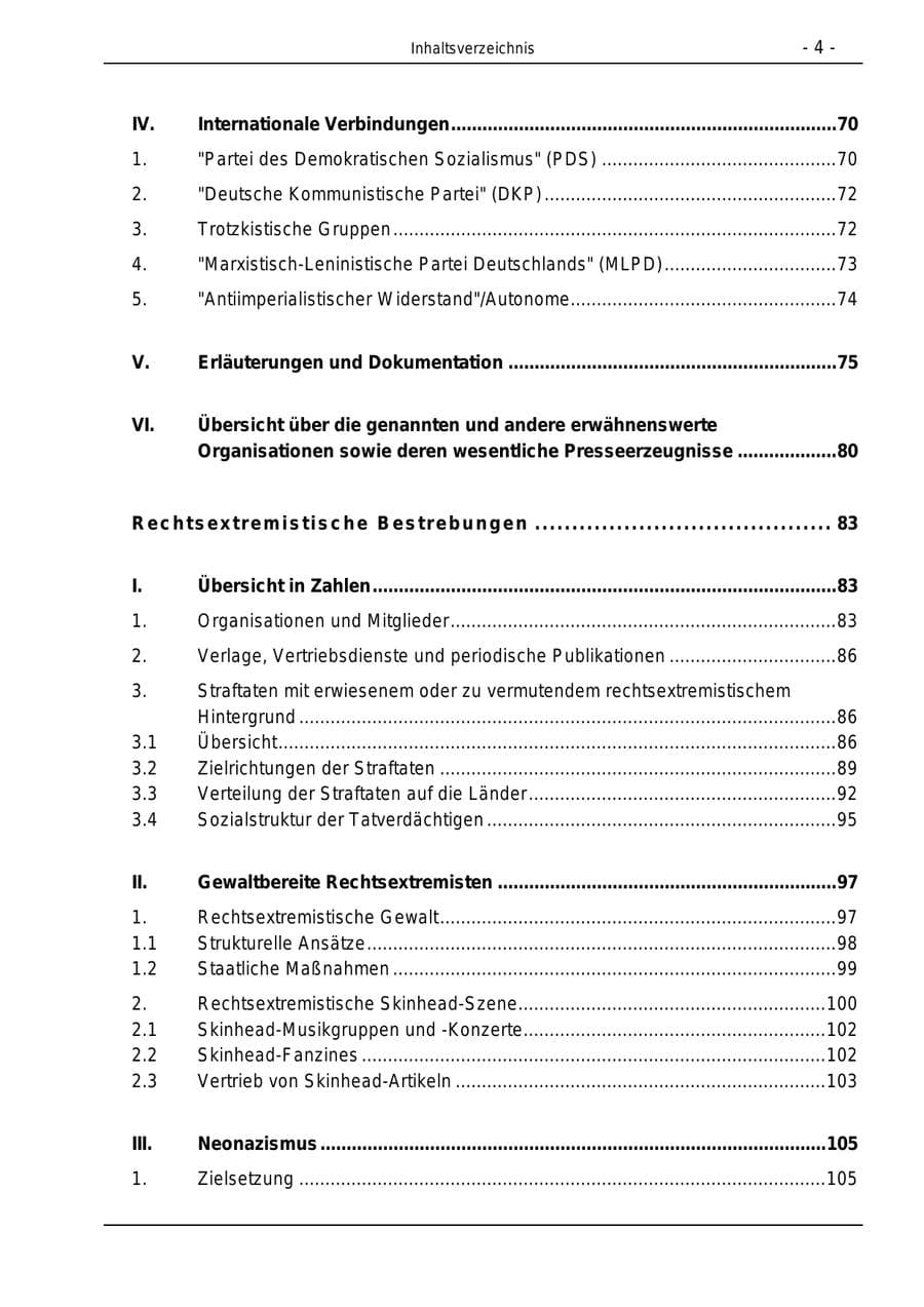 Seite 4 des Verfassungsschutzbericht 1996 Bund