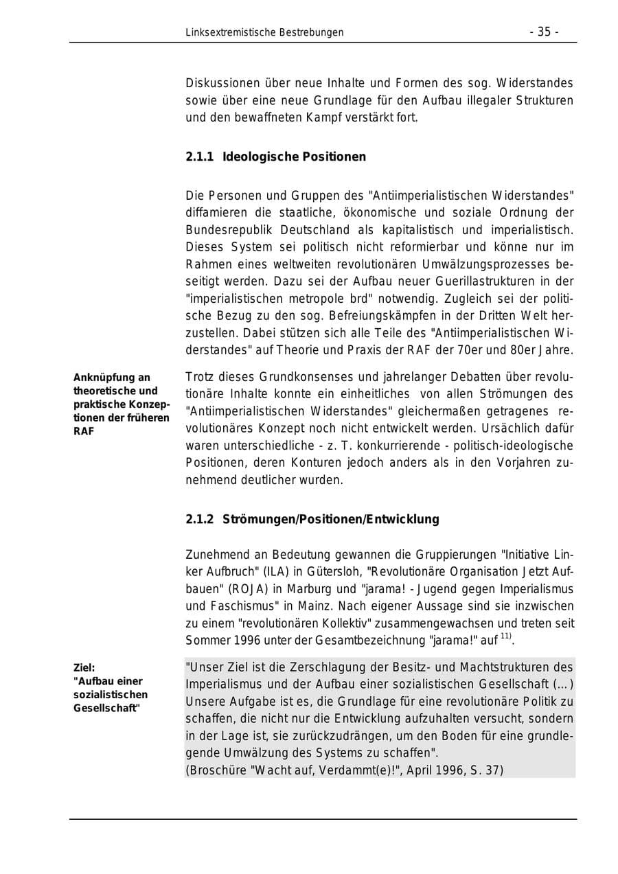 Seite 35 des Verfassungsschutzbericht 1996 Bund