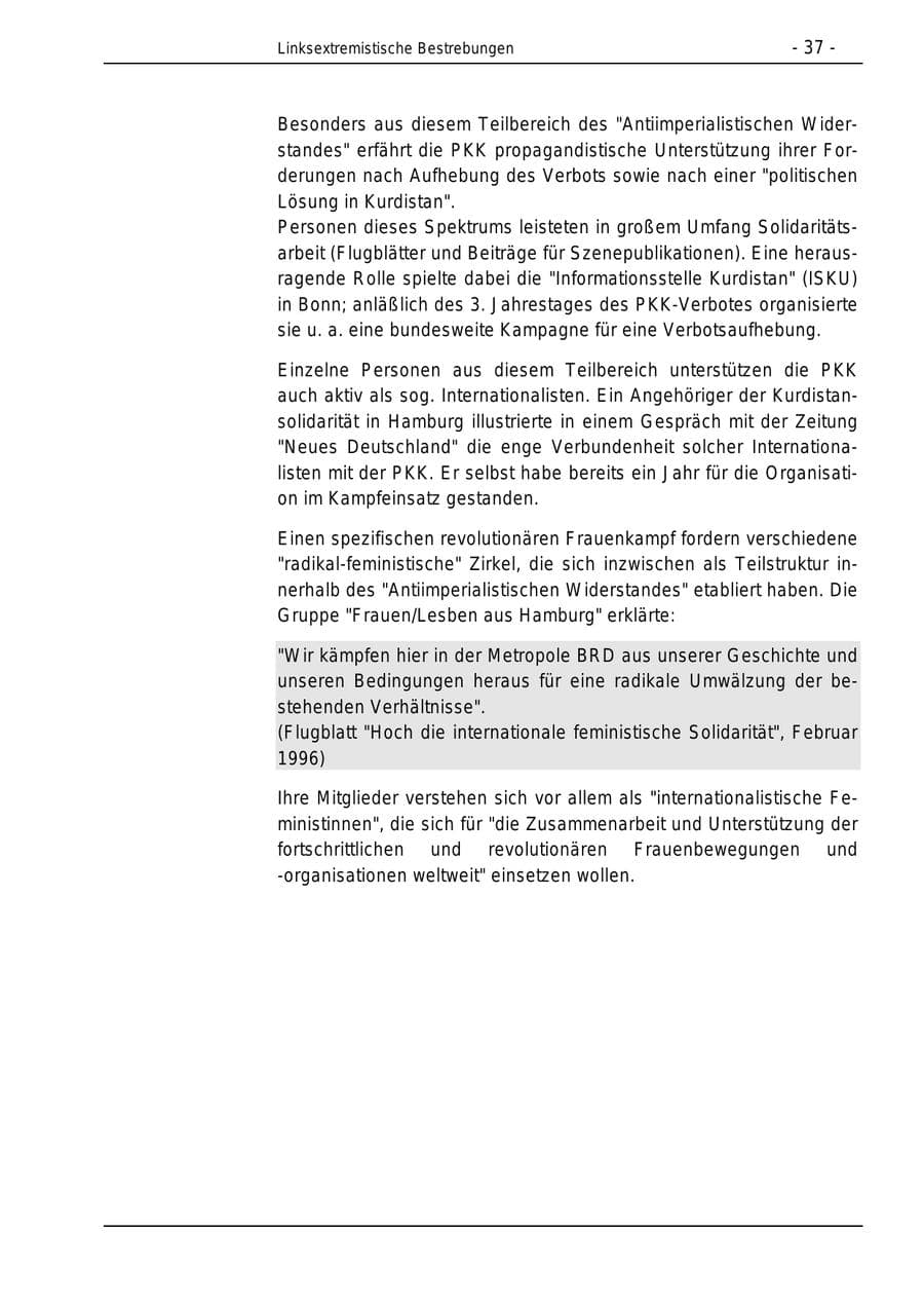 Seite 37 des Verfassungsschutzbericht 1996 Bund
