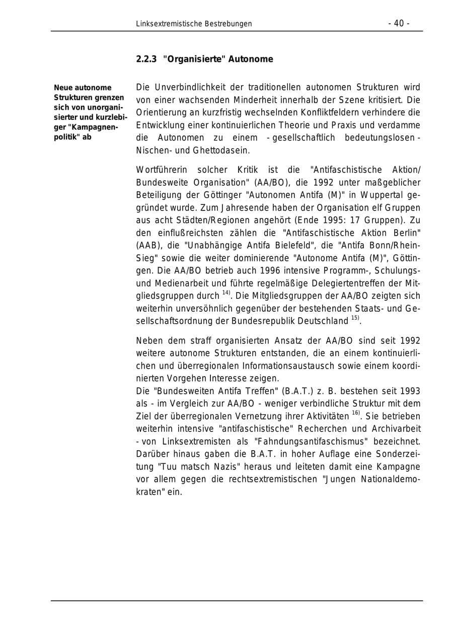 Seite 40 des Verfassungsschutzbericht 1996 Bund