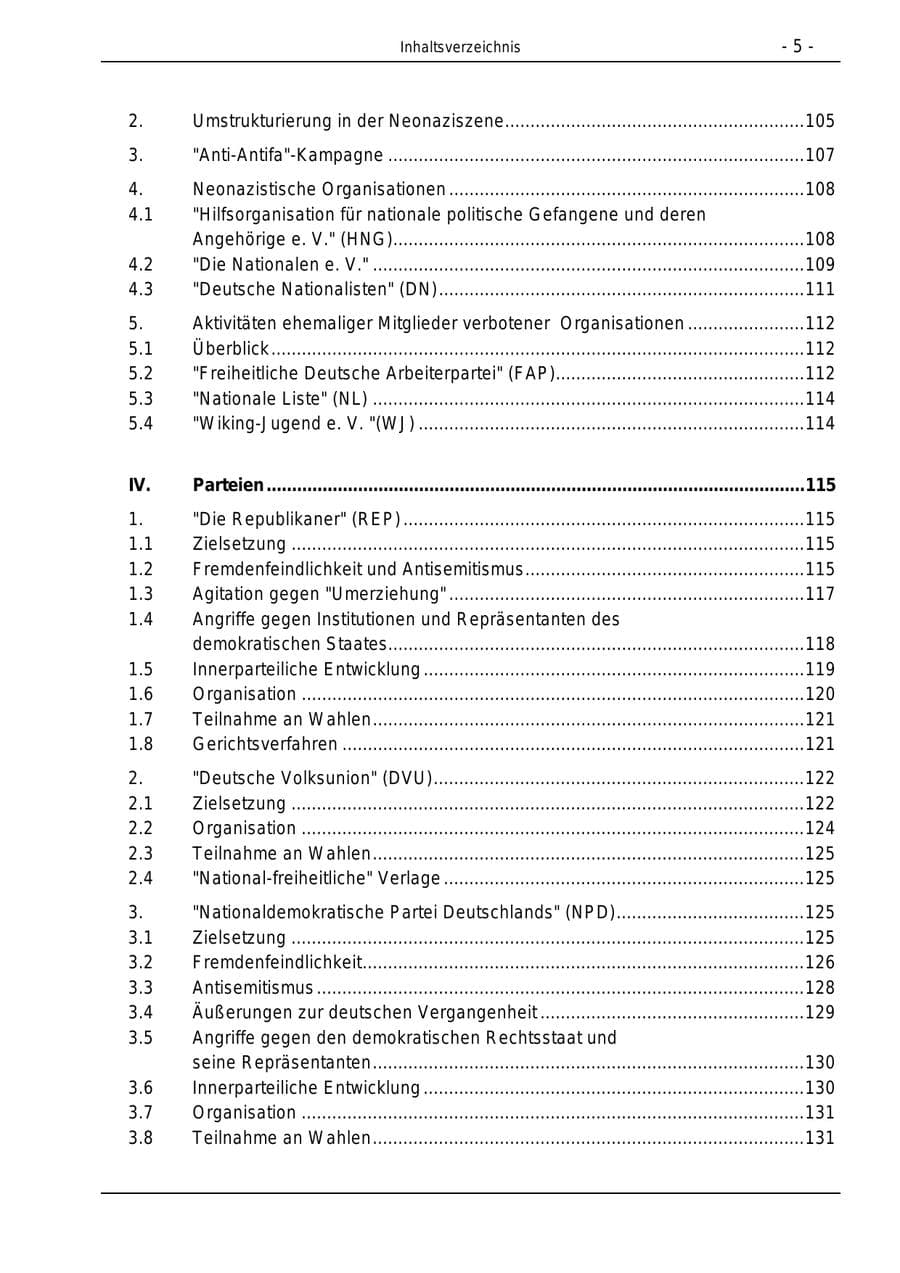 Seite 5 des Verfassungsschutzbericht 1996 Bund