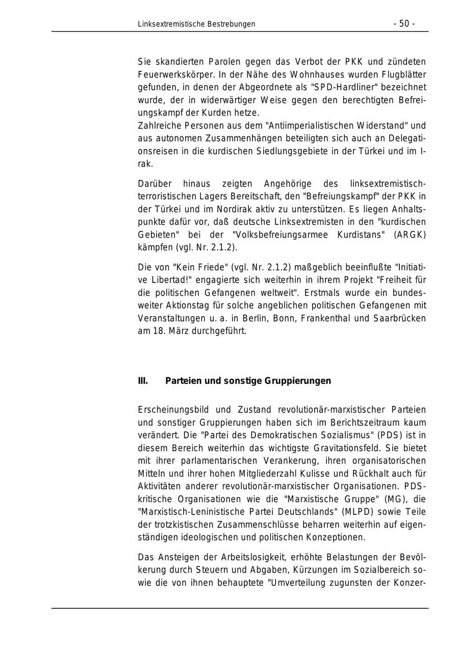 Seite 50 des Verfassungsschutzbericht 1996 Bund
