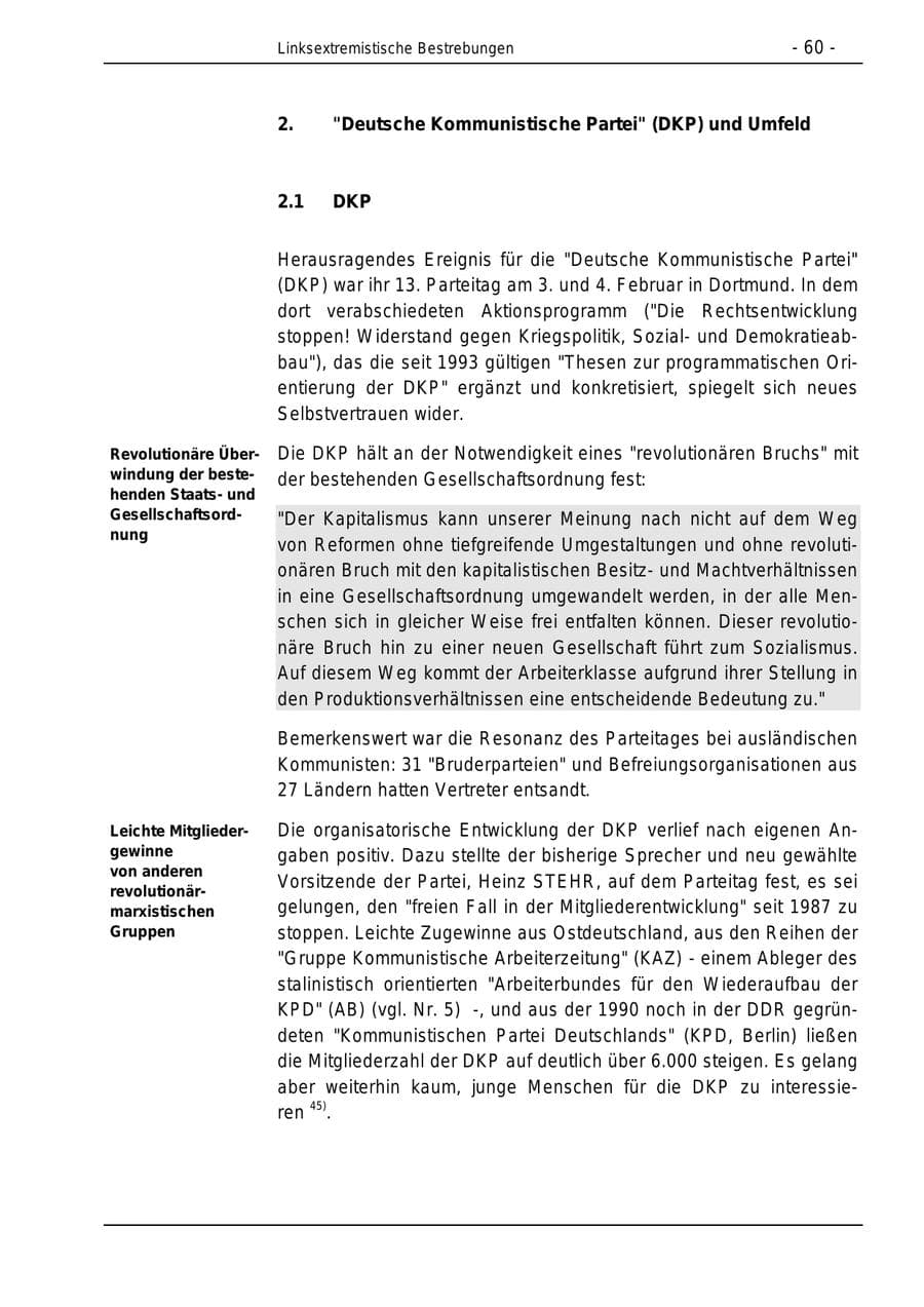 Seite 60 des Verfassungsschutzbericht 1996 Bund