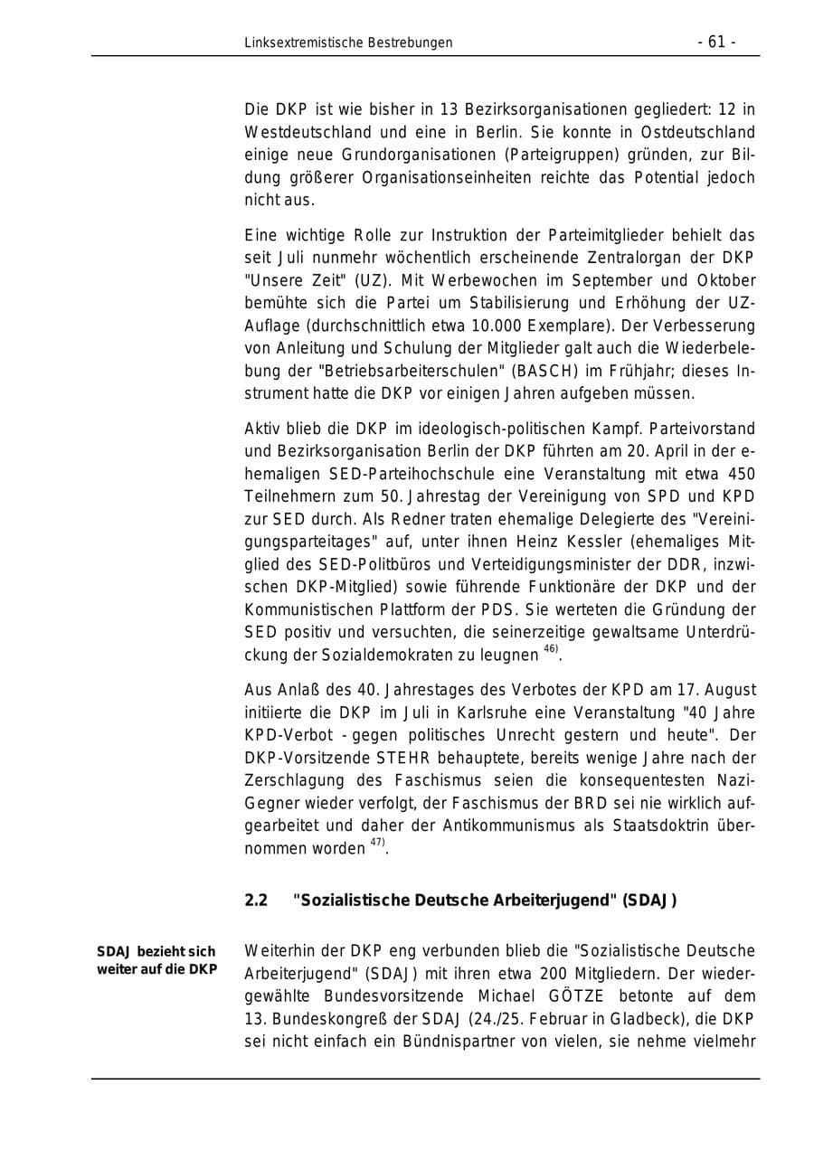 Seite 61 des Verfassungsschutzbericht 1996 Bund
