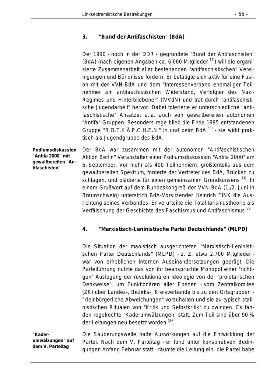 Seite 65 des Verfassungsschutzbericht 1996 Bund