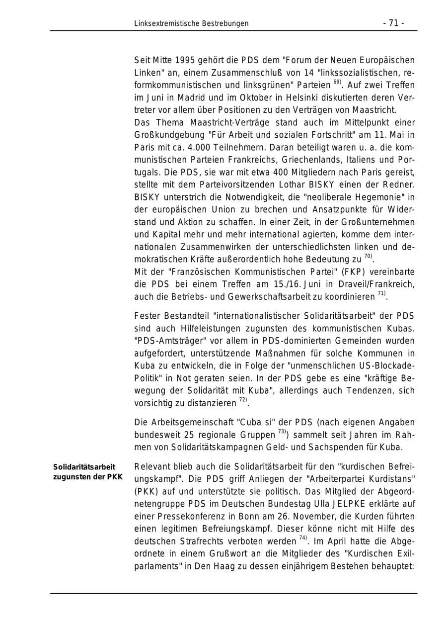 Seite 71 des Verfassungsschutzbericht 1996 Bund