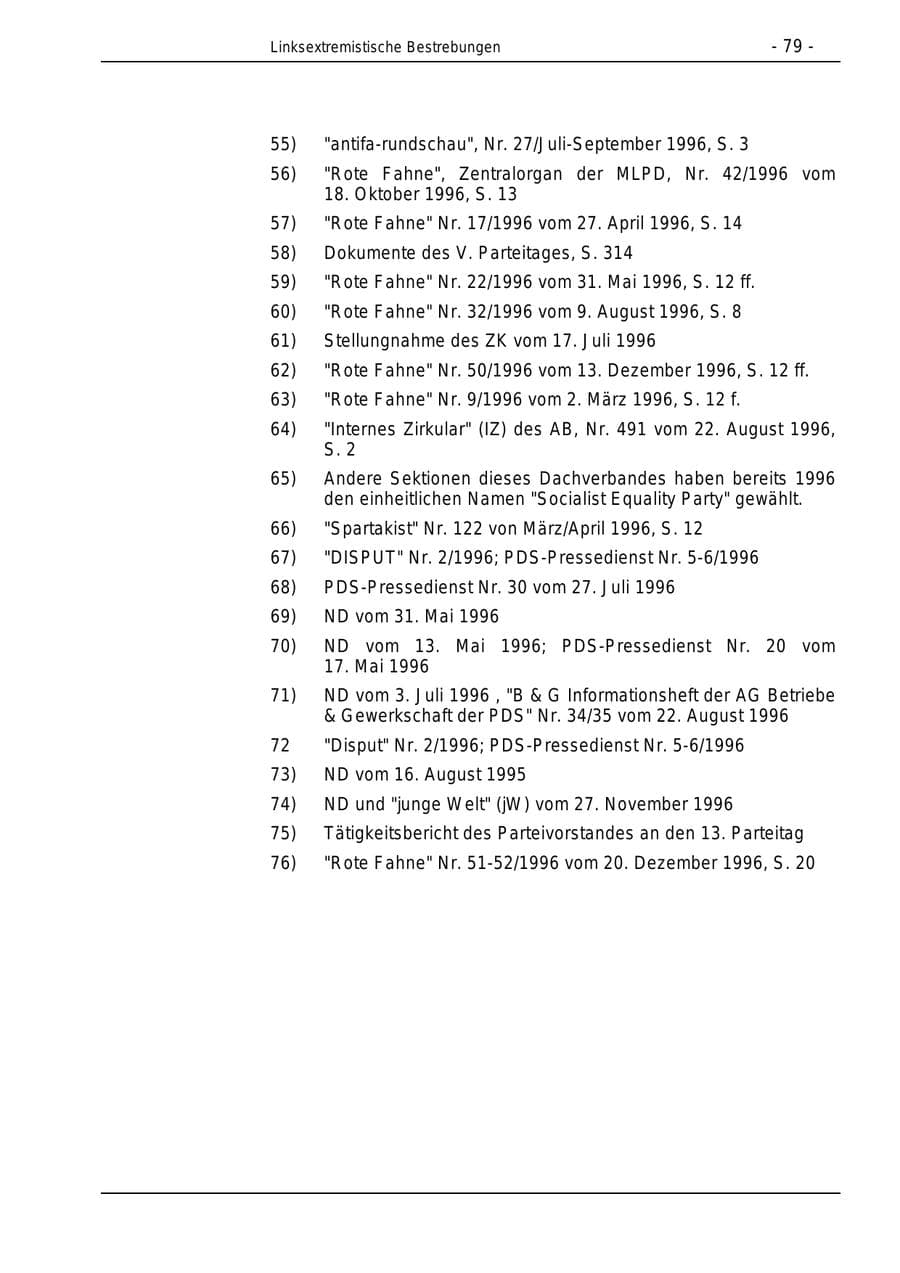 Seite 79 des Verfassungsschutzbericht 1996 Bund