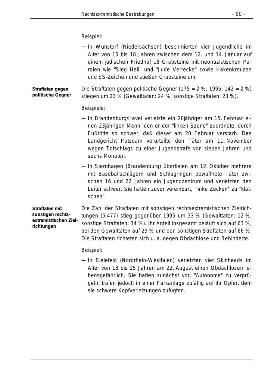 Seite 90 des Verfassungsschutzbericht 1996 Bund