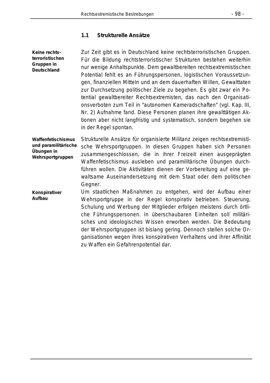 Seite 98 des Verfassungsschutzbericht 1996 Bund