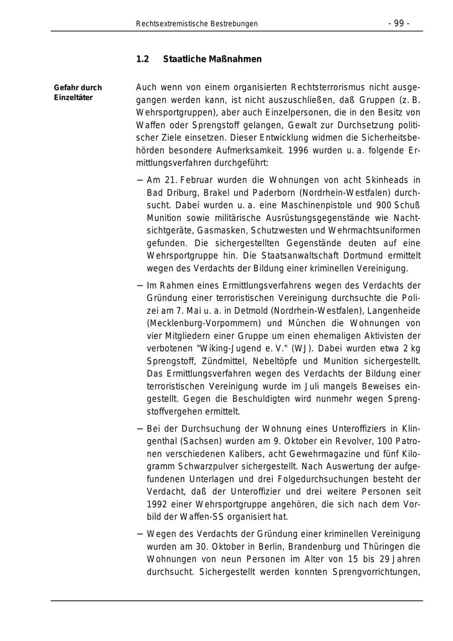 Seite 99 des Verfassungsschutzbericht 1996 Bund