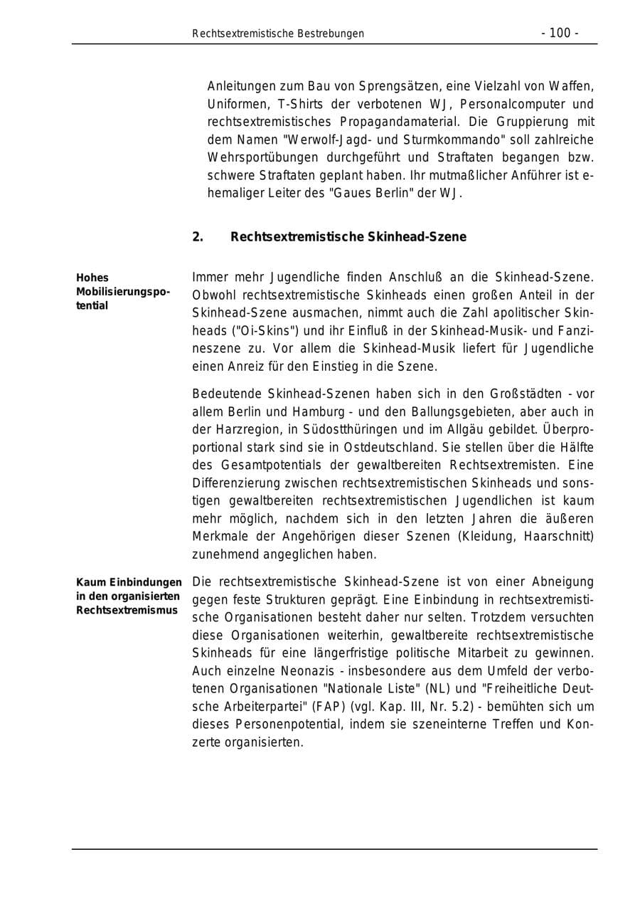 Seite 100 des Verfassungsschutzbericht 1996 Bund