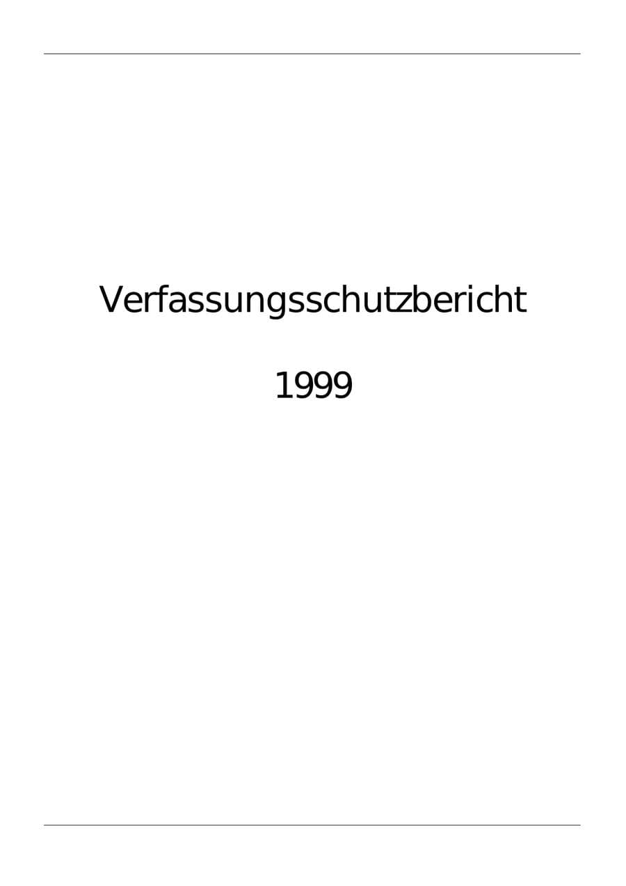 Seite 1 des Verfassungsschutzbericht 1999 Bund