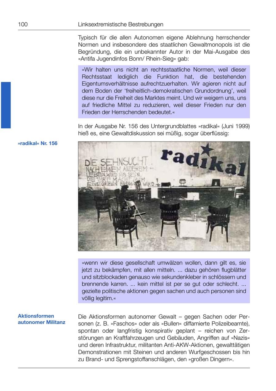 Seite 101 des Verfassungsschutzbericht 1999 Bund