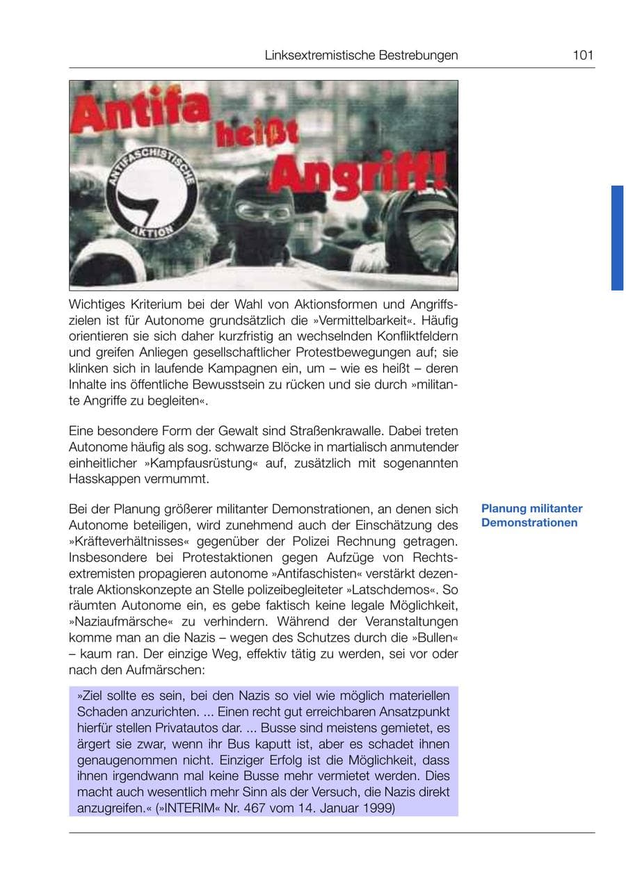 Seite 102 des Verfassungsschutzbericht 1999 Bund