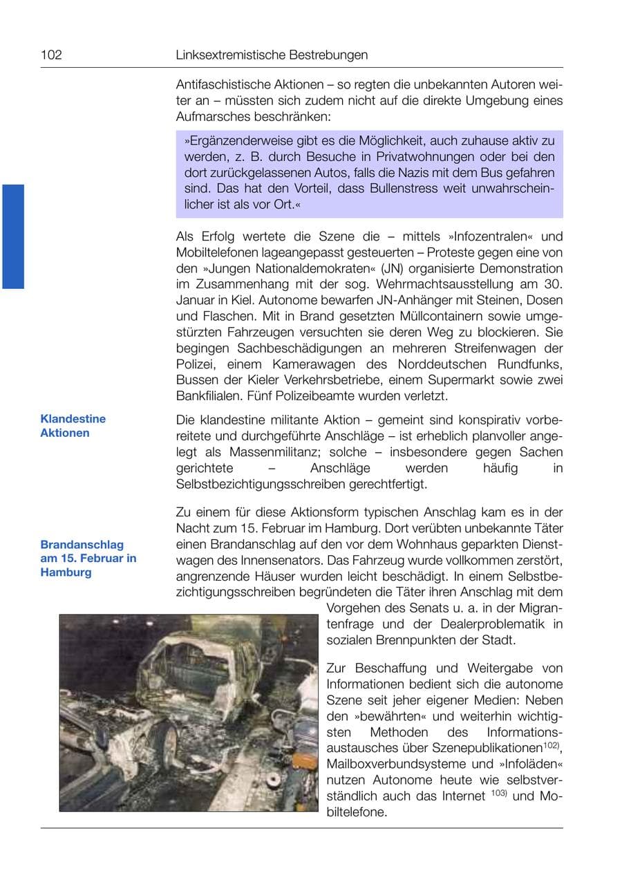 Seite 103 des Verfassungsschutzbericht 1999 Bund