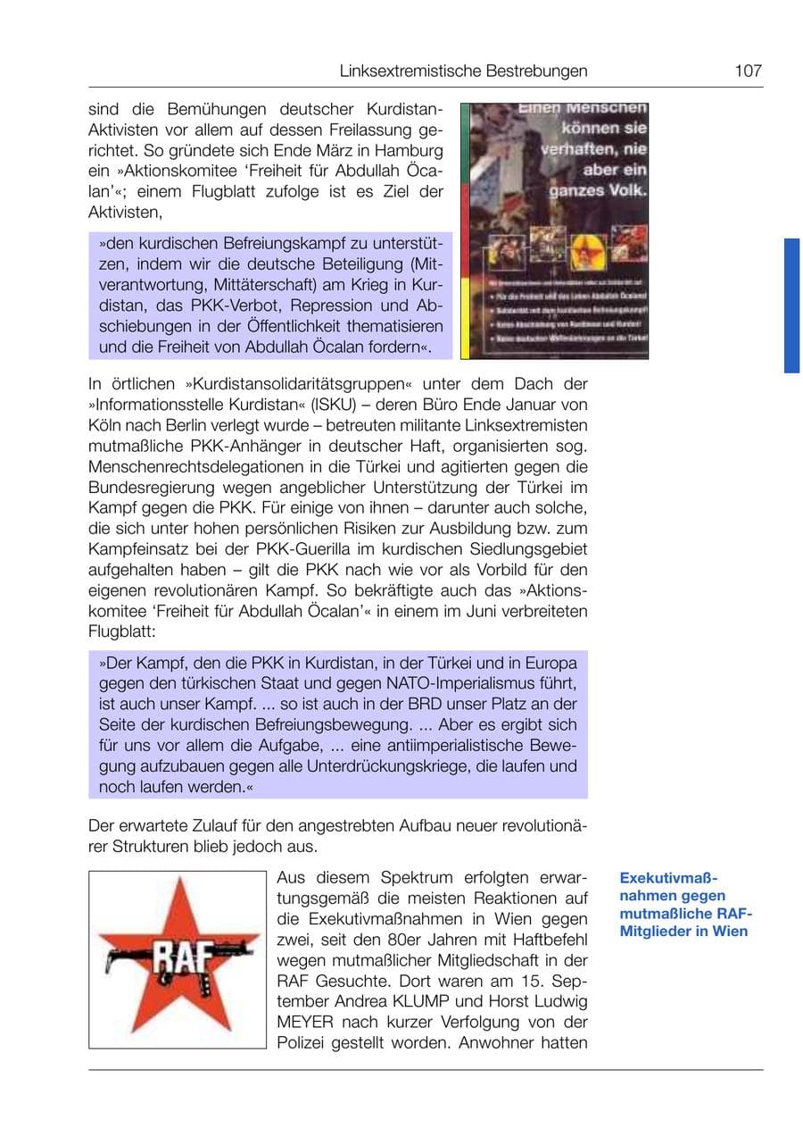 Seite 108 des Verfassungsschutzbericht 1999 Bund