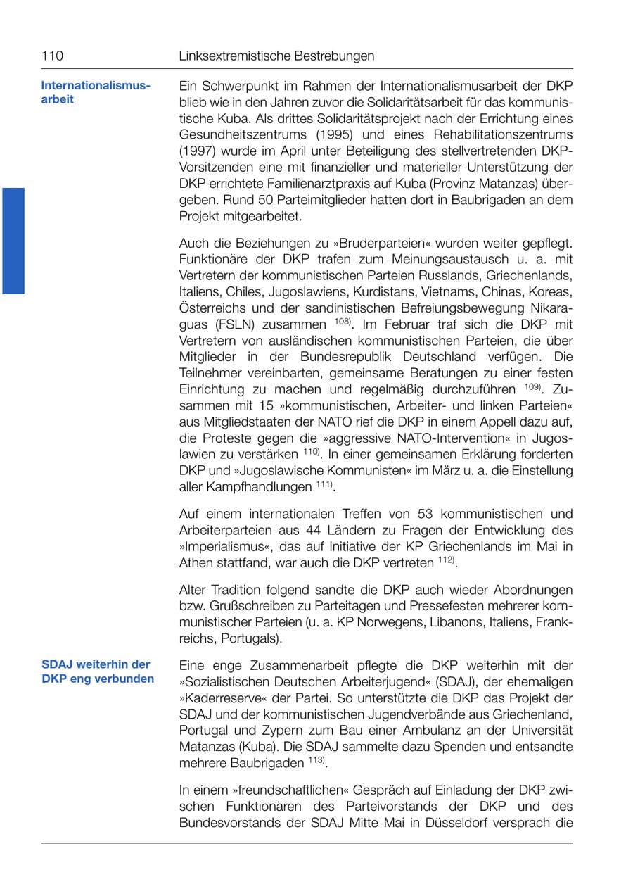 Seite 111 des Verfassungsschutzbericht 1999 Bund