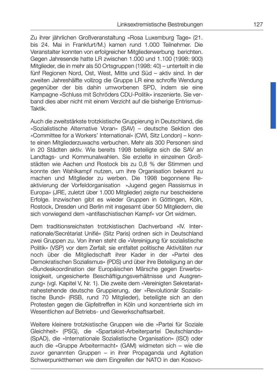 Seite 128 des Verfassungsschutzbericht 1999 Bund